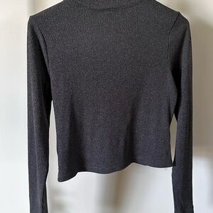 H&M Gray Cropped Fitted Blouse